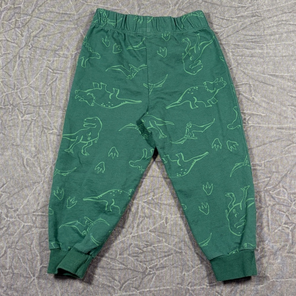 Carter's Jogger Pants Boys 24M Green Dinosaur Print Elastic Waist Cotton Cuffed